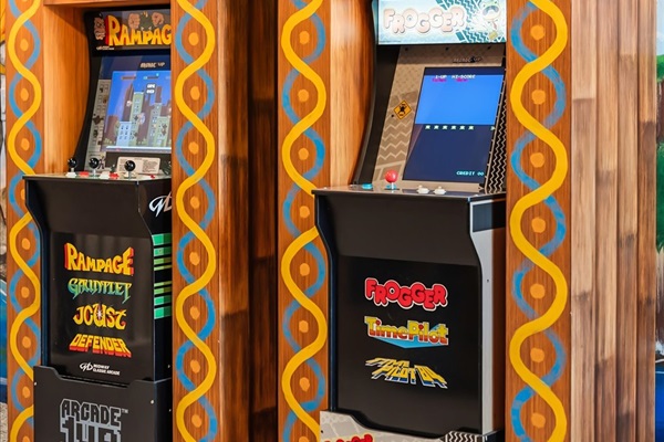 Two 1Up arcades including: Rampage, Gauntlet, Joust, Defender, Frogger, Time Pilot and Time Pilot '84