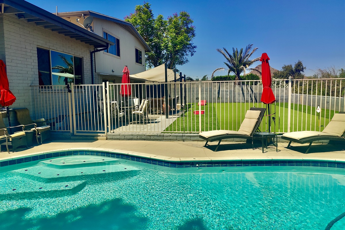 Pool overlooking the back yard