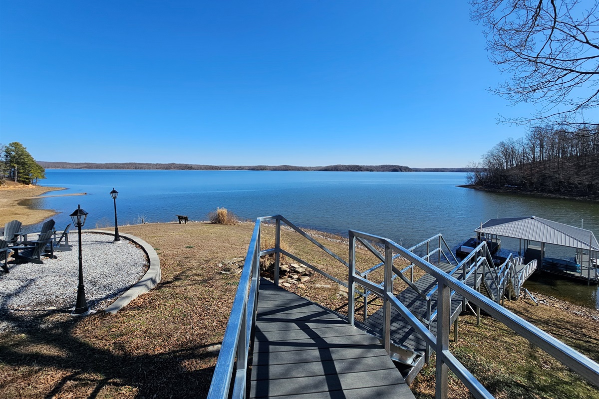 Lakefront hangout + stairs down to the private dock
