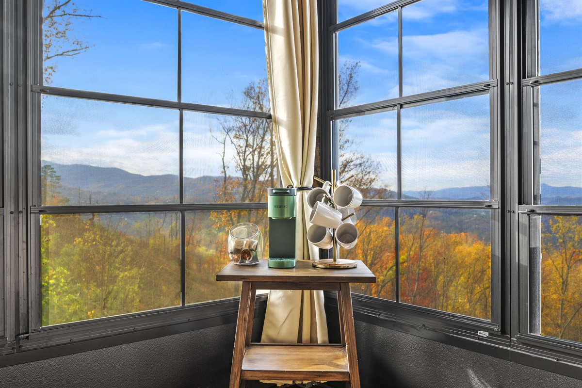 Main floor: Savor your morning coffee surrounded by peace and mountain views