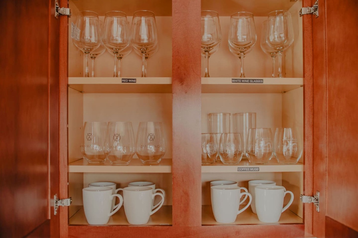 Wine glasses and barware ready for relaxing evenings at home