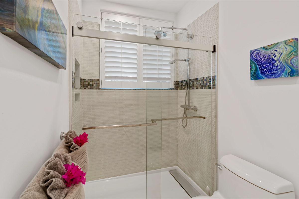 A large and well appointed bathroom completes the apartment.