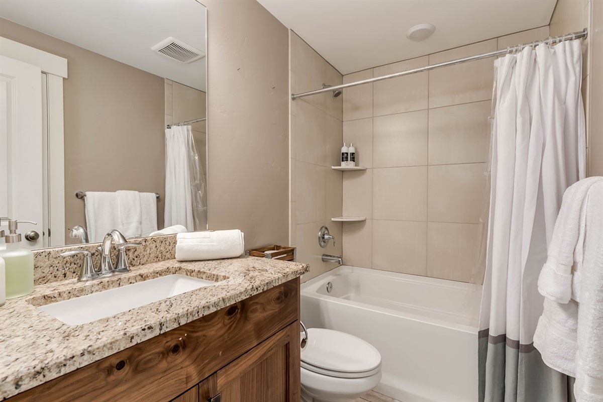 Convenient upper-level hall bathroom with tub/shower combo