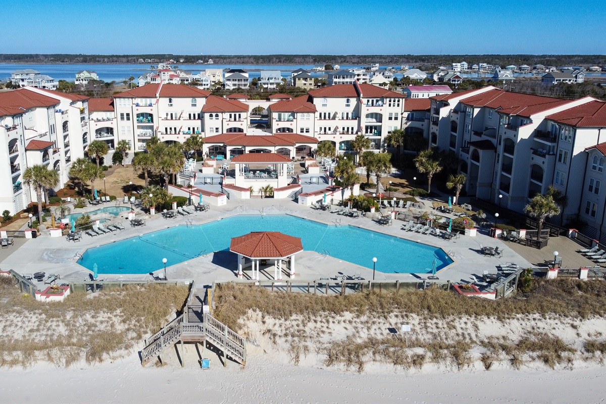 Aerial view of the pools