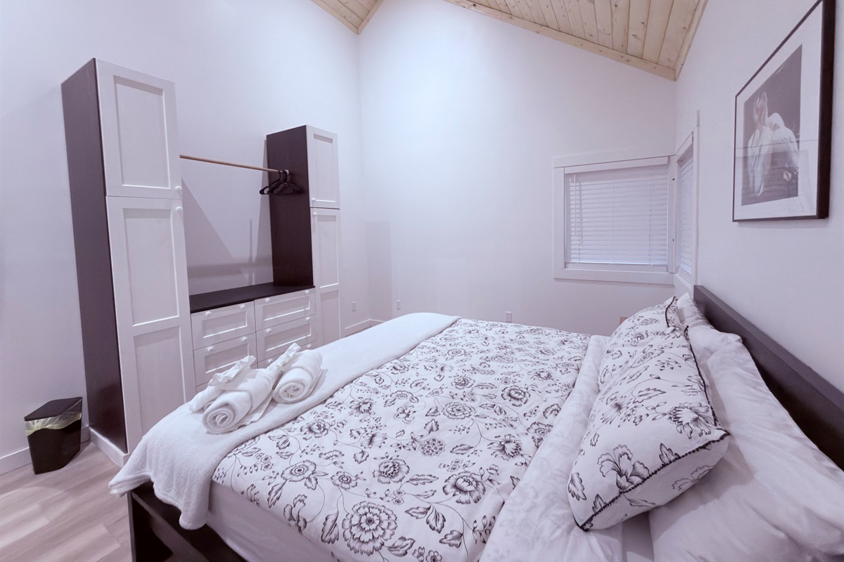 Primary bedroom from the doorway showing spacious layout