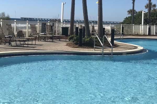 Large gulfside pool and second heated pool streetside.  Hot tubs on both sides