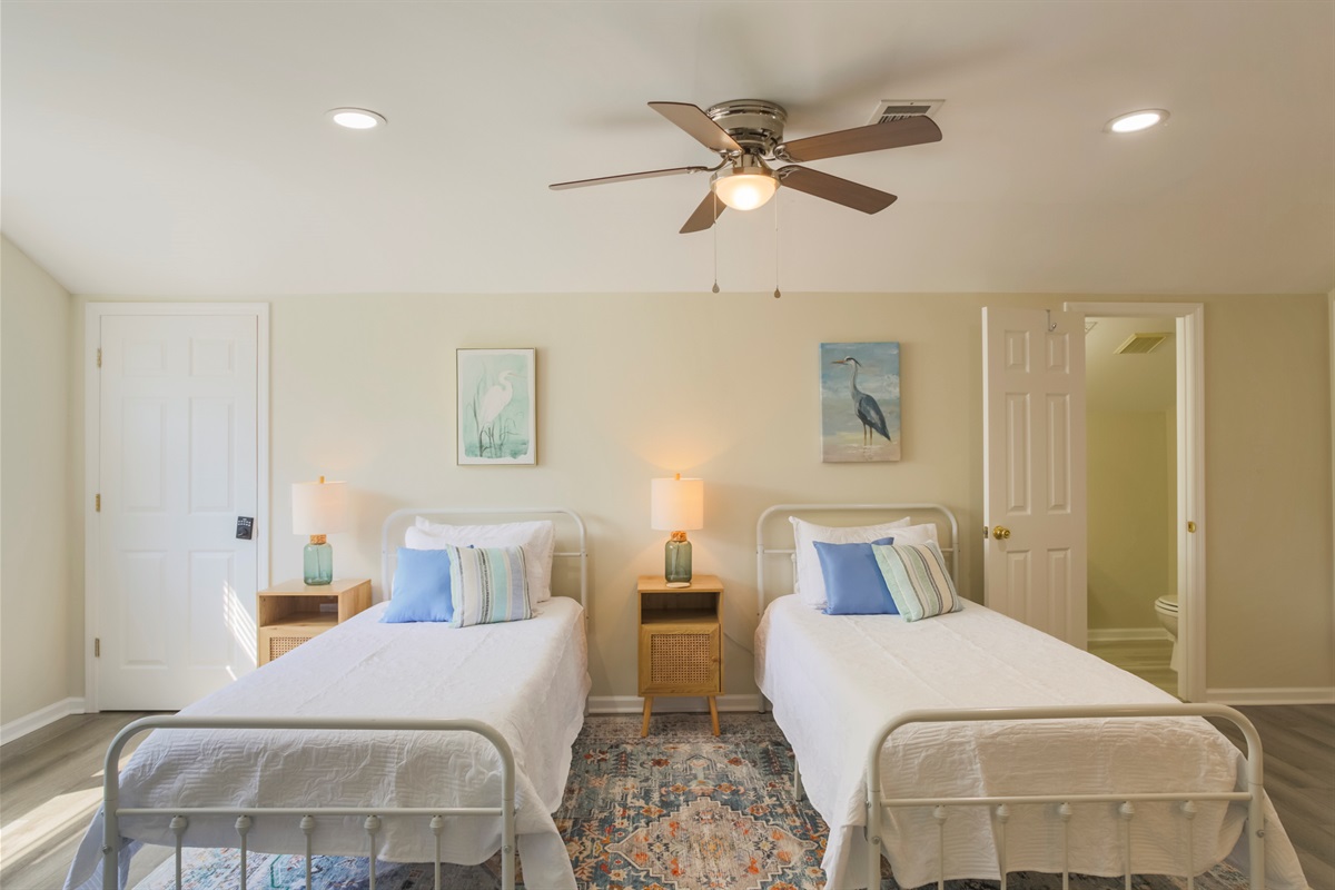 Twin beds make the loft a perfect spot for kids or extra guests.