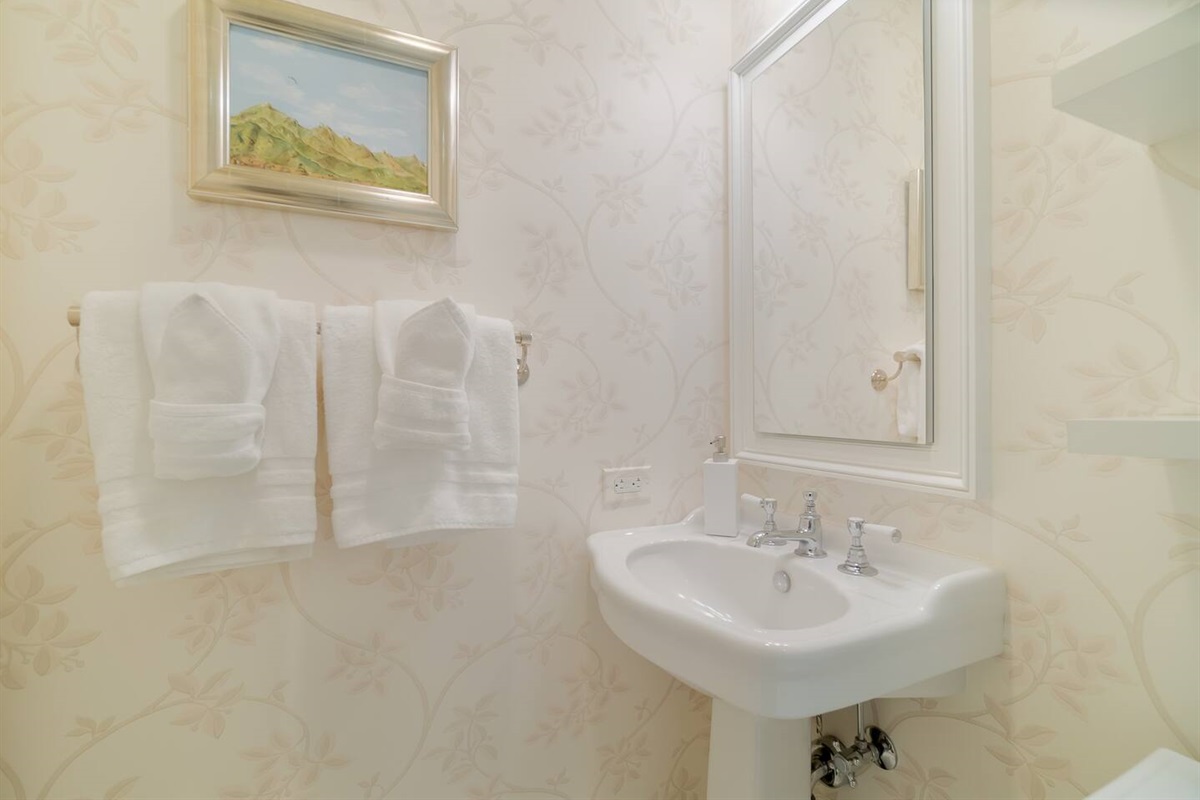 Pedestal sink in your gorgeous bathroom.