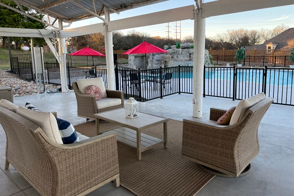 Lots of comfy seating in the pavilion