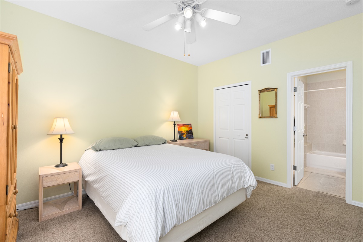 Master Bedroom with Queen Bed and ensuite Full Bathroom!