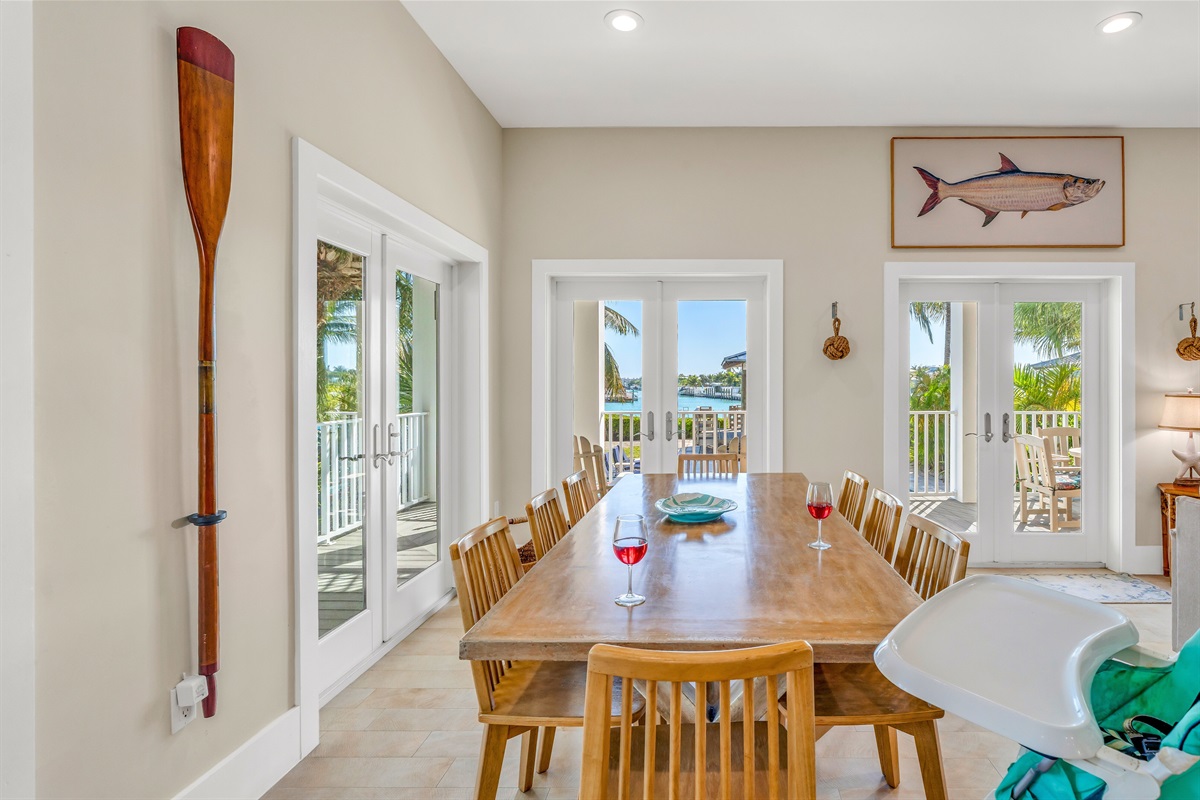 A large table for family meals and a high chair incase you have little ones.