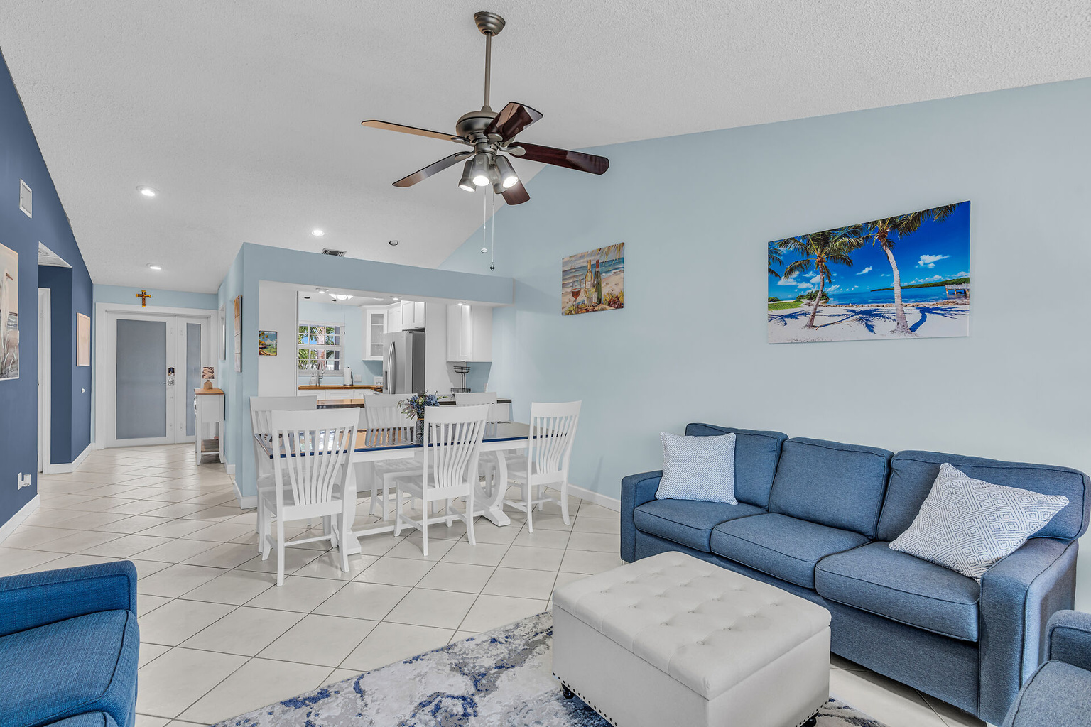 Open living and dining room