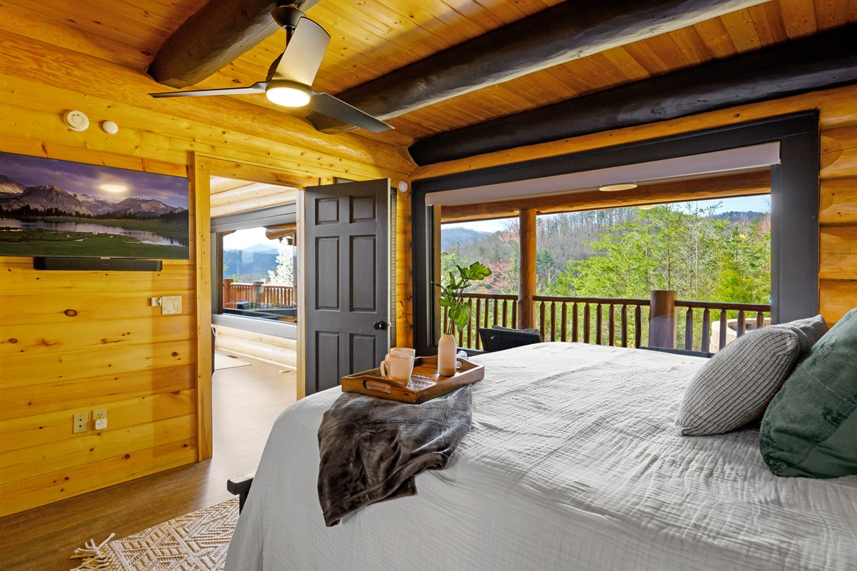 Main level bedroom with black out shades!