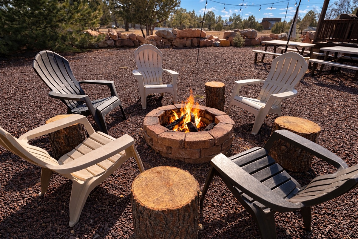Plenty of seating for all to enjoy the firepit.