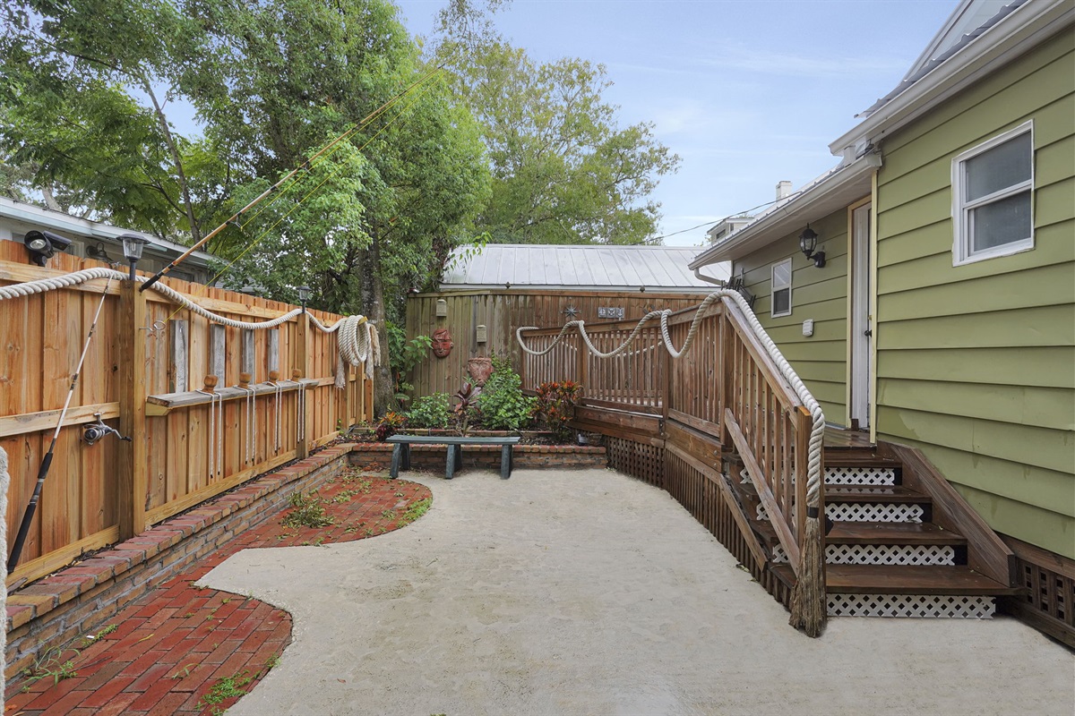 The backyard and courtyard is a nice private space to chill and relax in the cool weather of a Florida winter