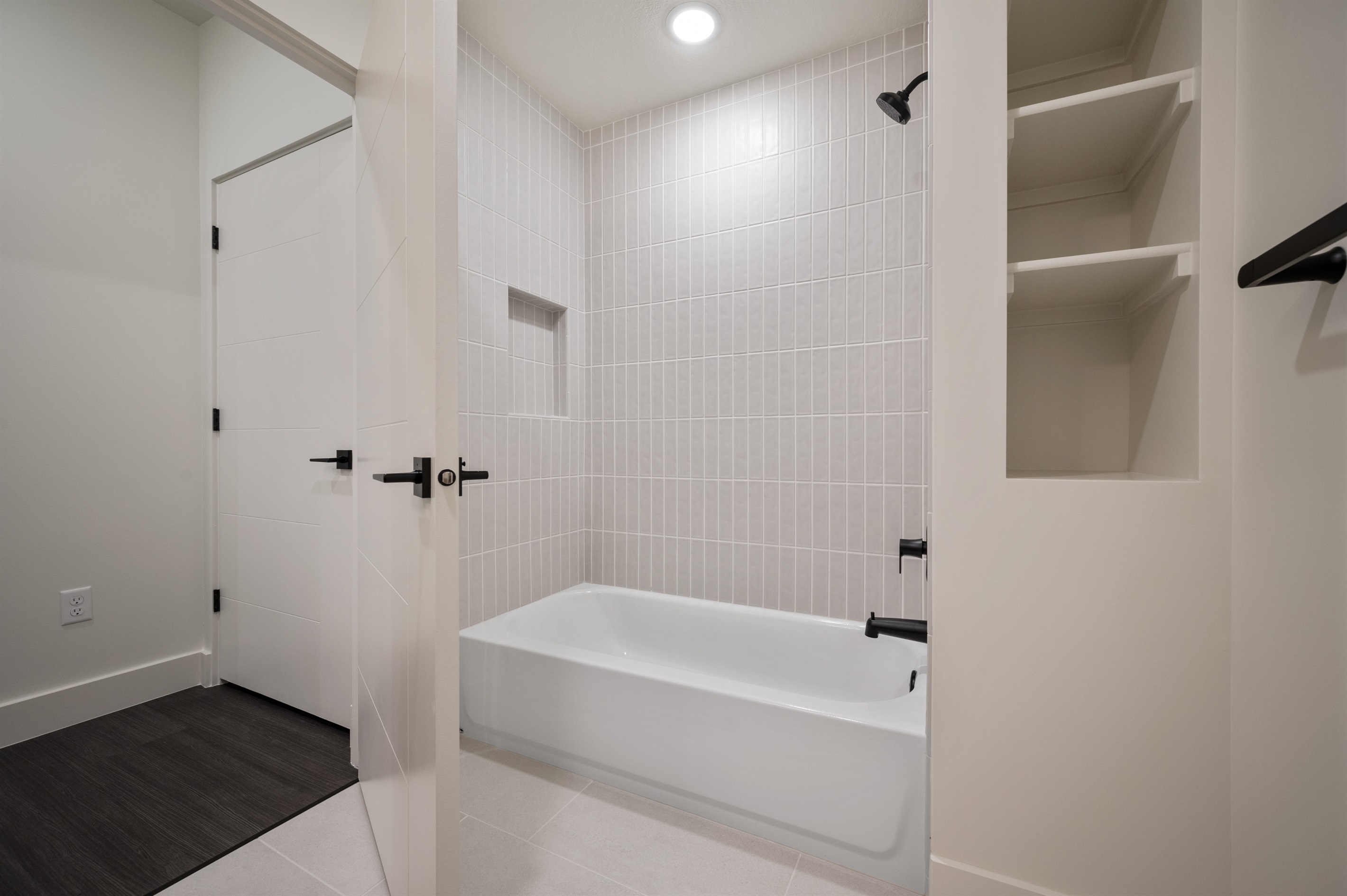 A combination tub and shower to enjoy.