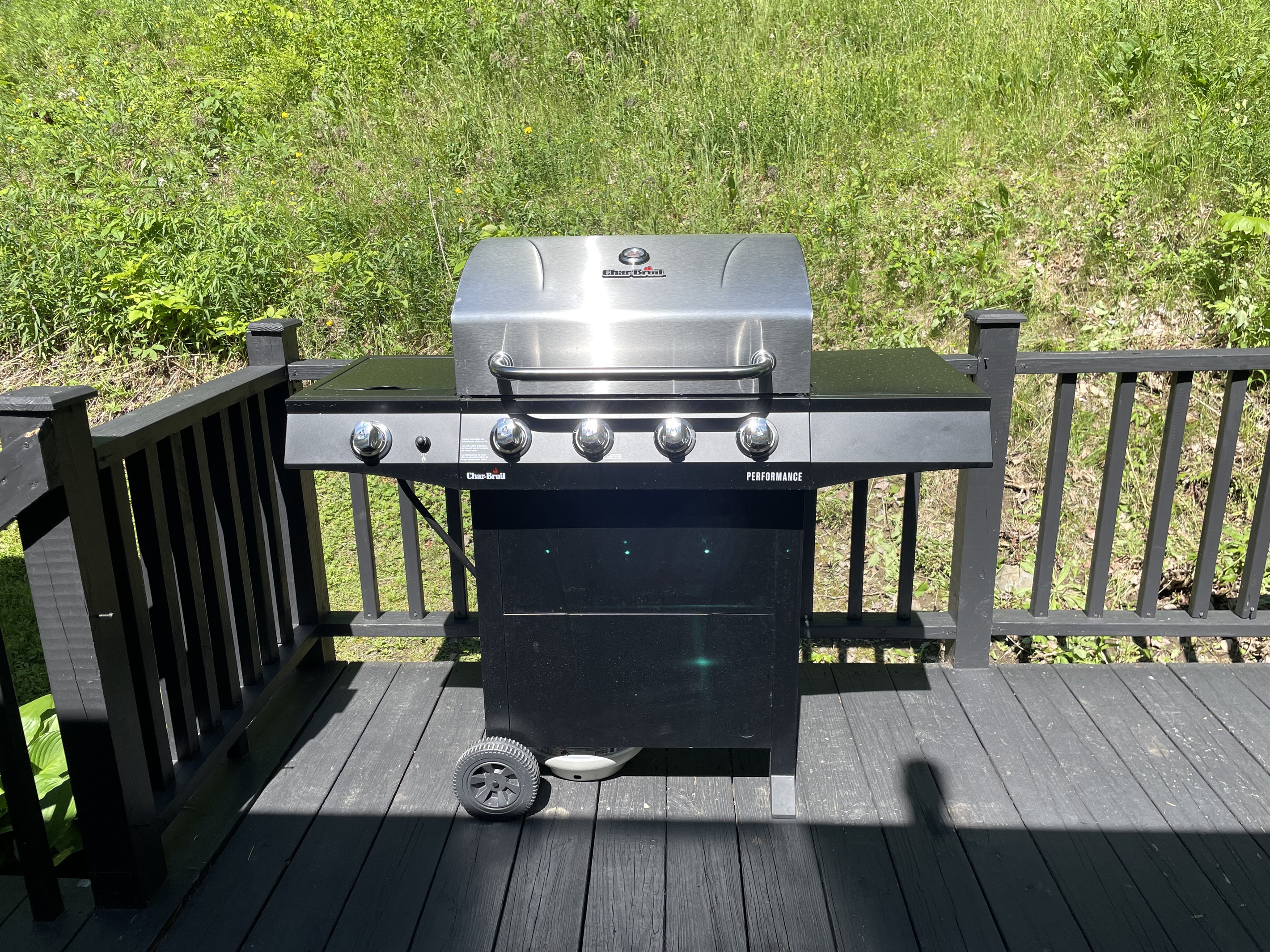 Gas grill on rear deck