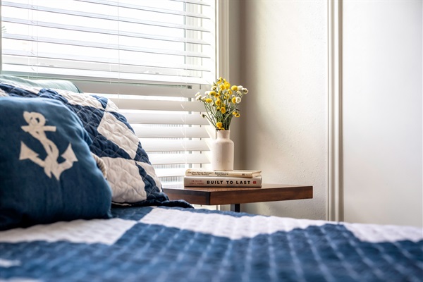 Meticulously decorated with nautical charm, soft textures, and calming coastal accents.