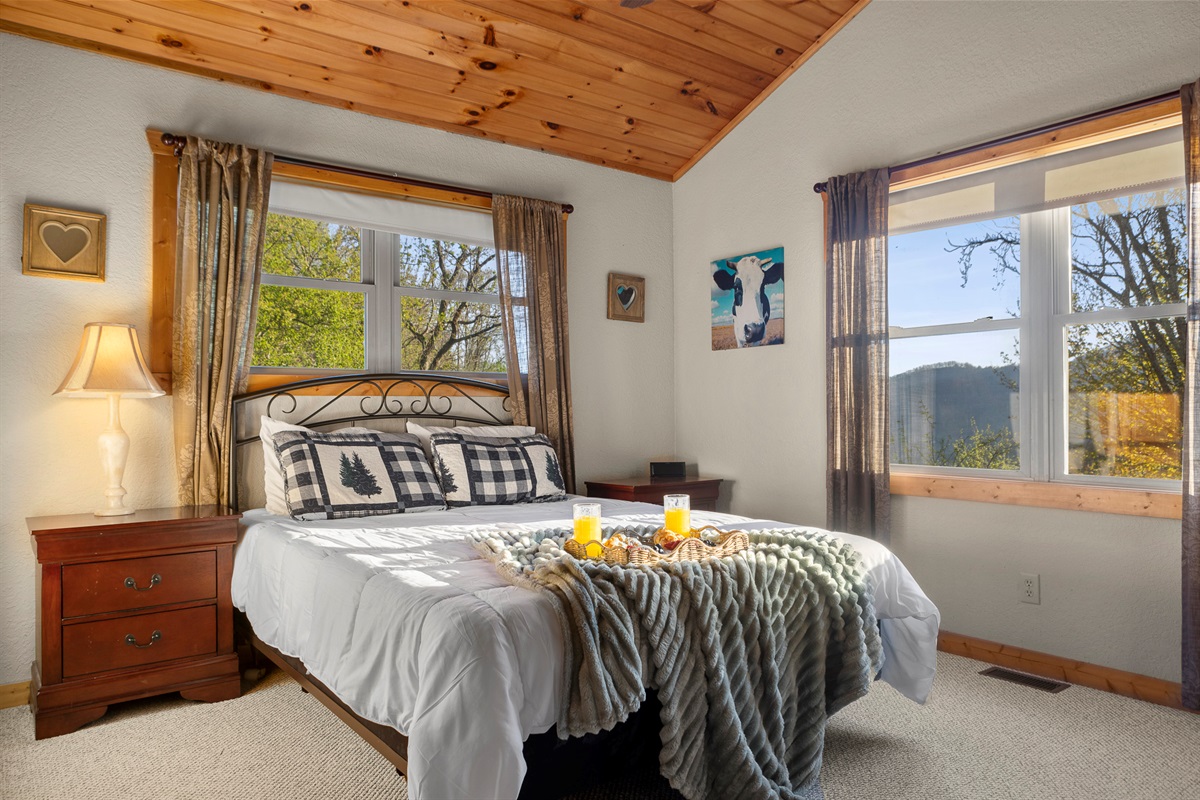 Bedroom Retreat: Sun-drenched elegance with mountain views—perfect for unwinding in style!