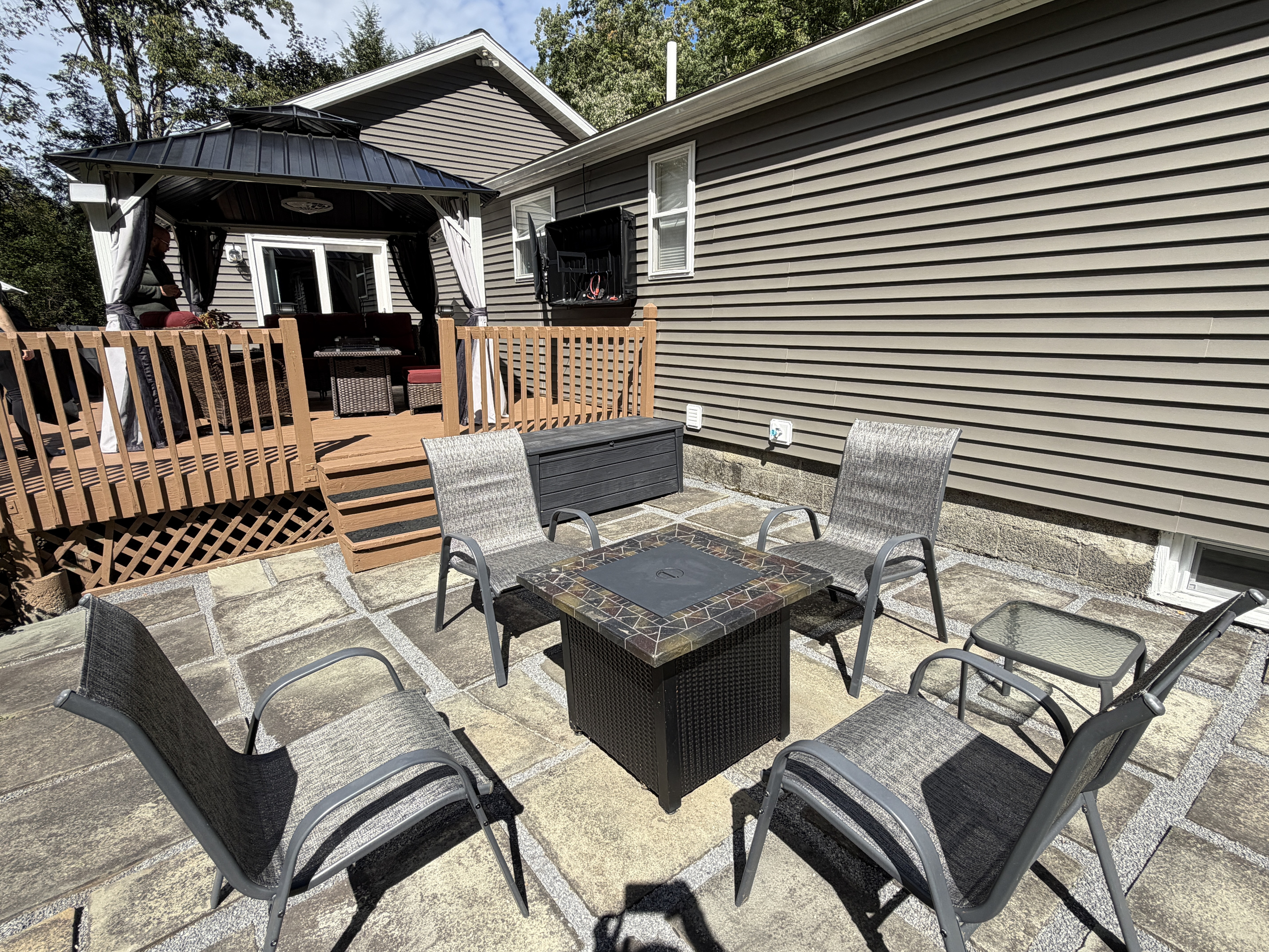 Back patio with a 2nd gas fire table