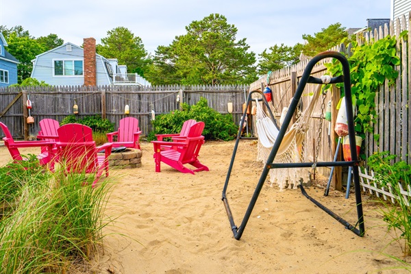 Take a moment to unwind in our hammock — the perfect spot to relax, nap, or just enjoy the day!