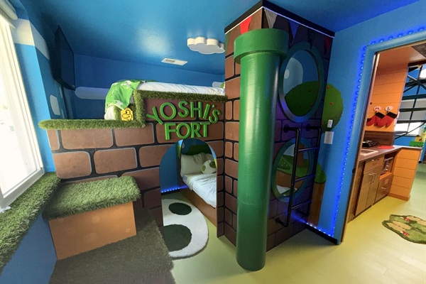 Hours and hours of fun to be had in this custom designed Yoshi's Fort bunk bed.