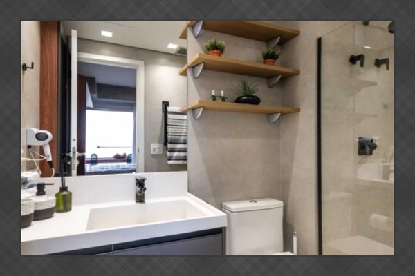 🛁 Banheiro moderno e elegante, com acabamento de alto padrão e amenities exclusivos no River One.