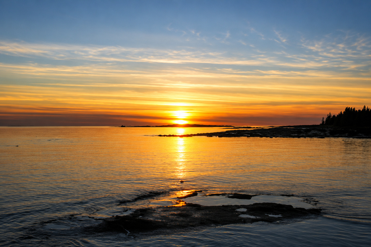 Sunset looking west on beach