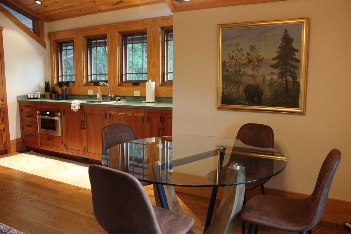 Carriage house dining area with 4 chairs