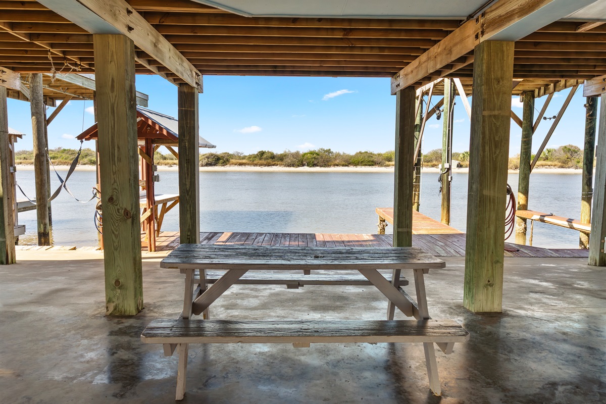 under home picnic table