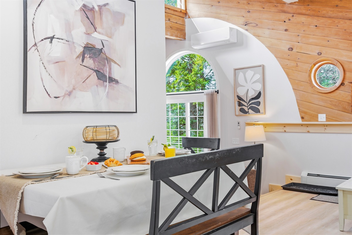 Tasteful, bright, and inviting; our dining space is designed for good food and even better conversation.