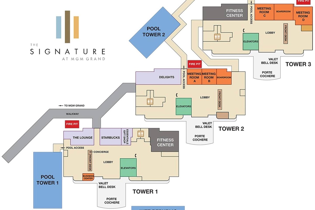 Layout of the MGM Towers - You are in Tower 1
