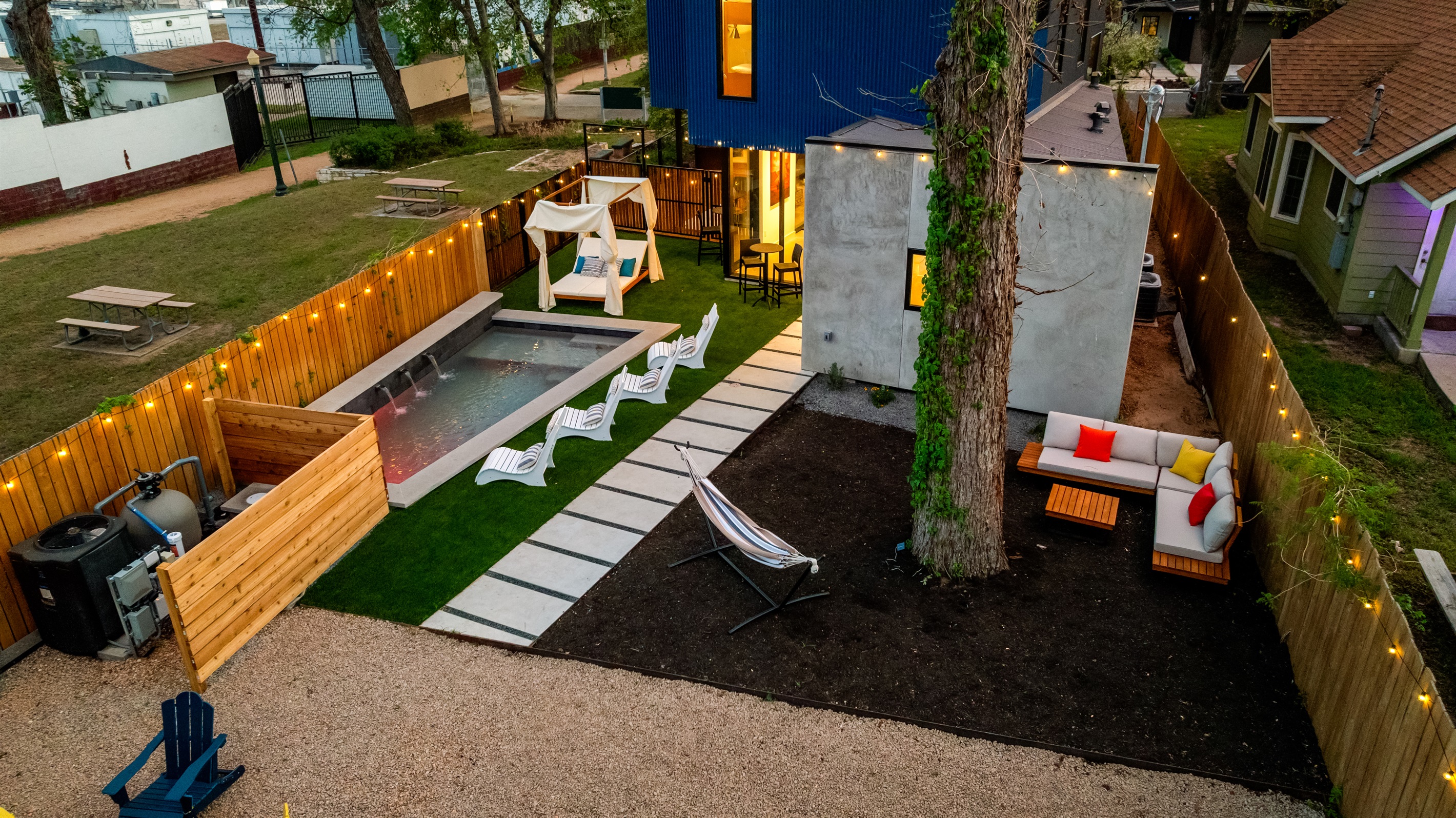 Backyard games and lounging