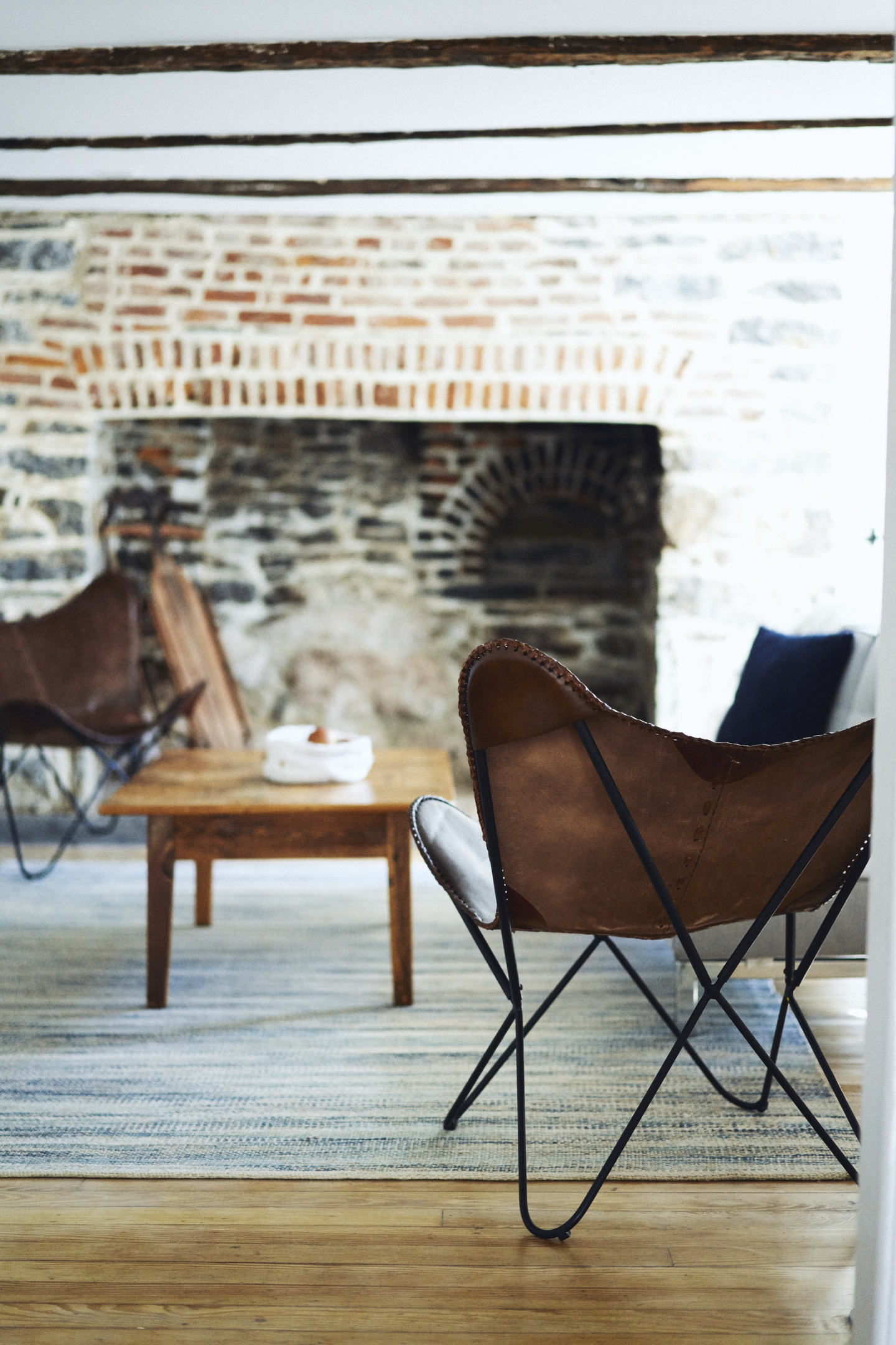 A reading corner by the hearth
