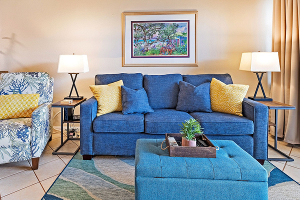 Comfortable queen sofa sleeper and lounge chair.