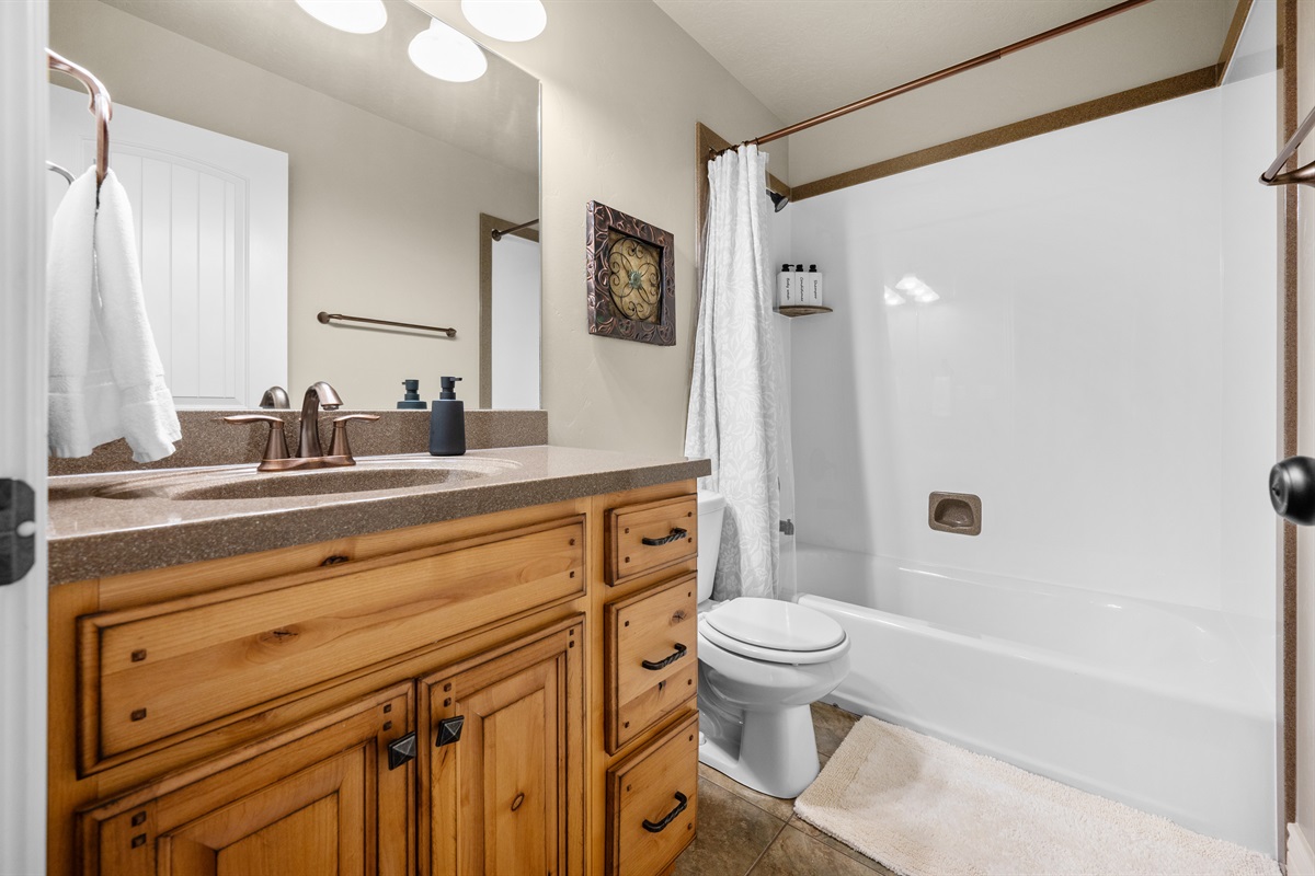 Clean and functional full bathroom with everything you need.