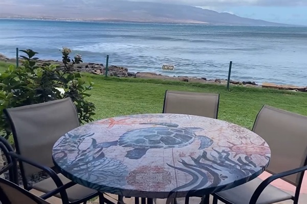 View of Kihei and Wailea, while dining.