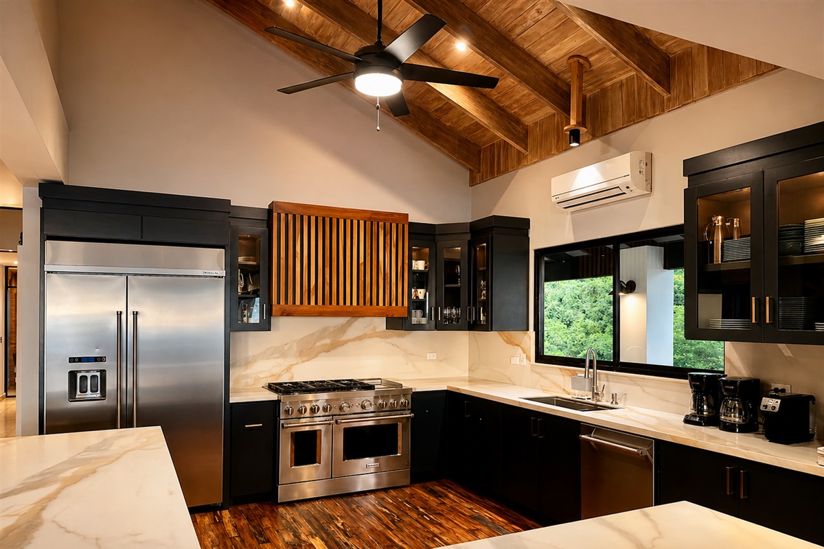 Fully equipped with everything you need to cook from home. But, we recommend our executive chef