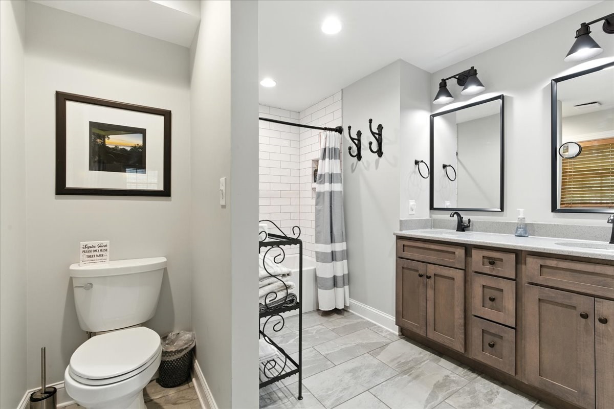 An in-suite bathroom that's functional and convenient.