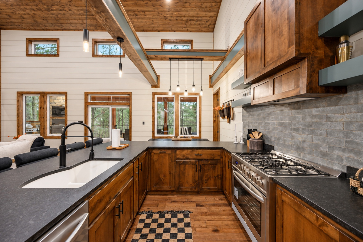 Cook something delicious while conversation flows from kitchen to living room.