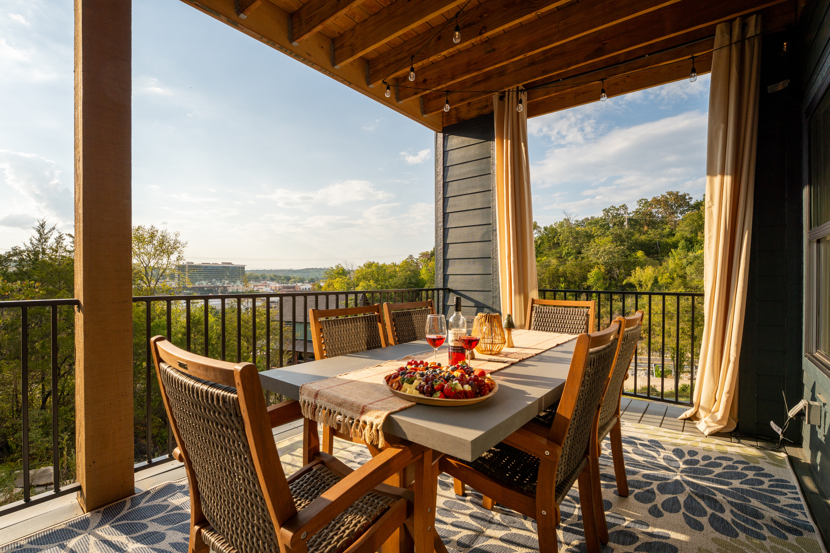 Covered outdoor dining makes the deck a perfect spot for meals with a view.