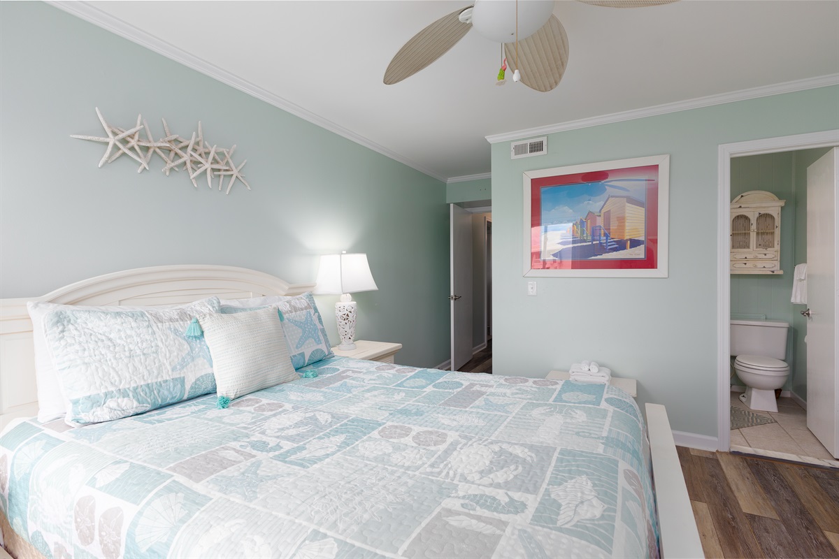 Queen-size bed in master bedroom