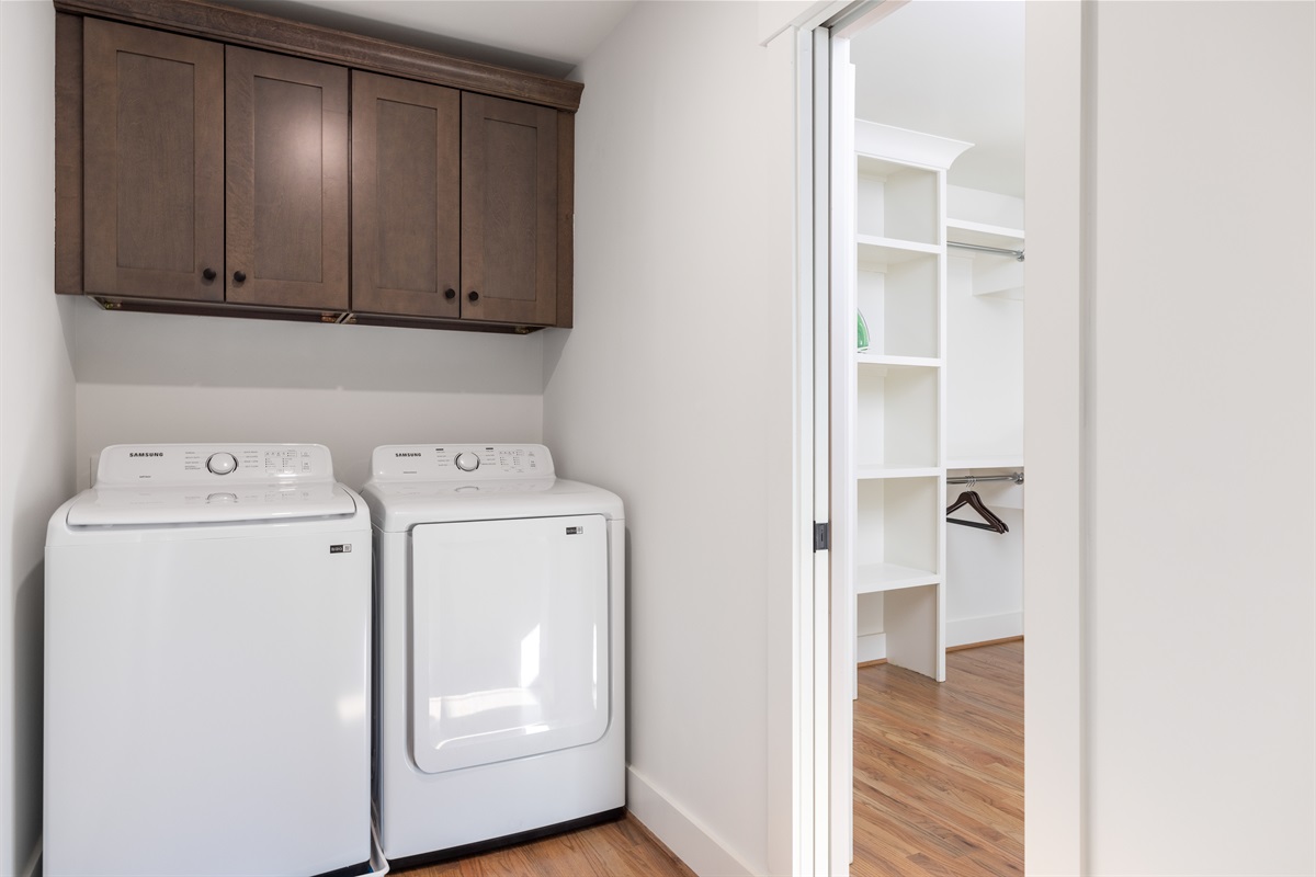 Help yourself to our washer and dryer. We provide laundry soap.
