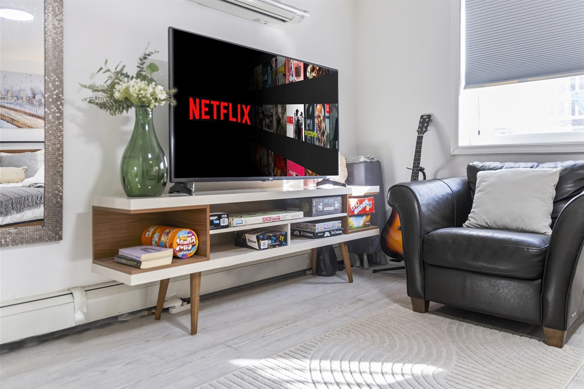 Sink into the armchair with a show, a game, or a guitar nearby and enjoy the kind of downtime NYC rarely offers.