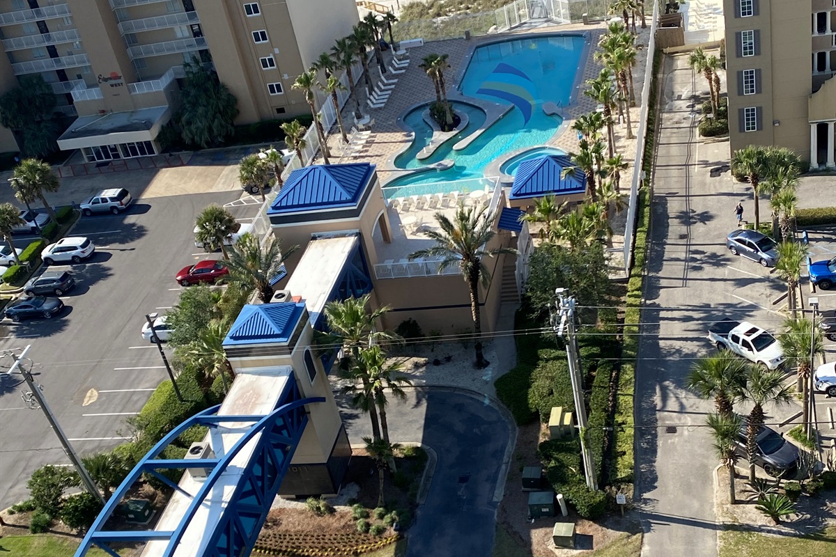 Our private, elevated, and air-conditioned walkway provides seamless, secure access directly to the stunning beachfront outdoor pool and the emerald waters of the Gulf. A truly exceptional amenity designed for guest comfort.