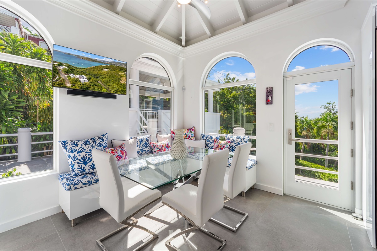 Plenty of seating in the bright kitchen