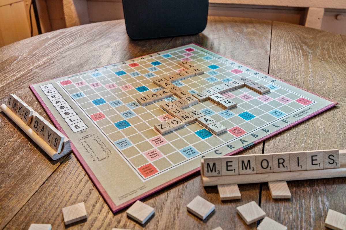 Game night, anyone? Gather around for a friendly game of Scrabble, cards, or one of the other games waiting for you after a day on the lake.