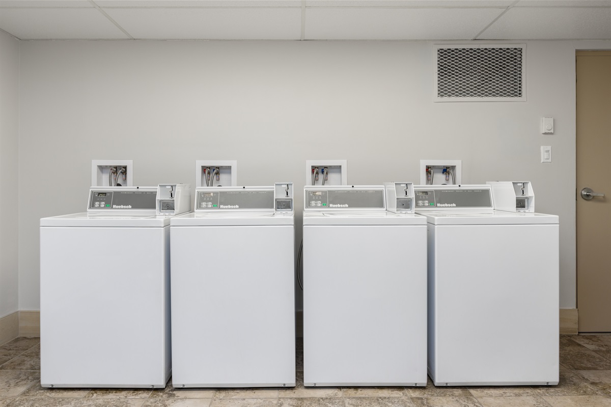 The coin operated laundry facility is located on level P1 of our building. We provide Tide sensitive skin detergent and dryer sheets for our guests. 