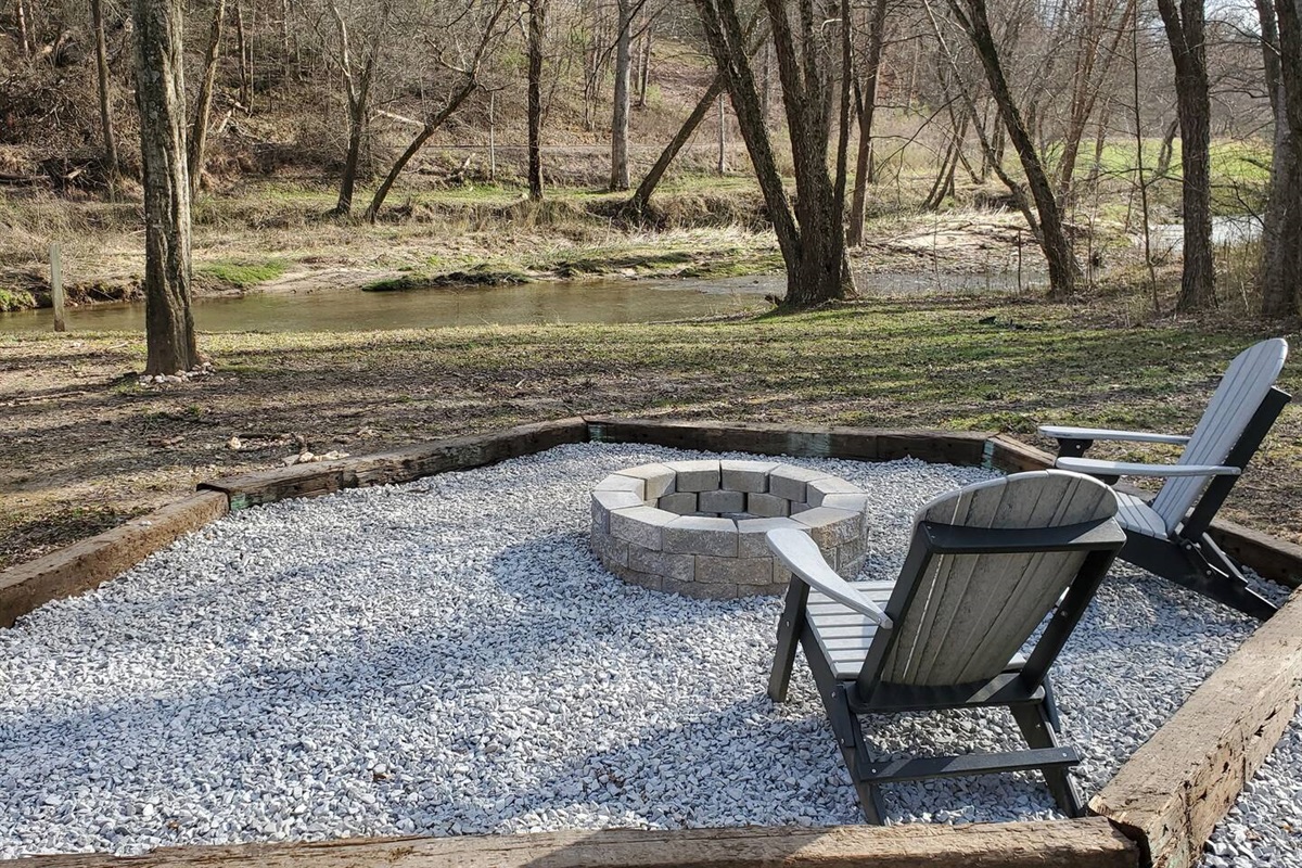 Fire pit overlooking Hemptown Creek