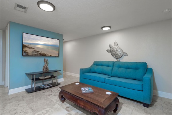 Front den with queen sleeper sofa